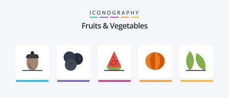 obst und gemüse flach 5 icon pack inklusive kürbis. frisch. Früchte. gesund. Obst. kreatives Symboldesign vektor