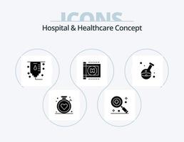 Krankenhaus- und Gesundheitskonzept Glyph Icon Pack 5 Icon Design. . Gesundheitswesen. vektor