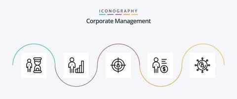 Corporate Management Line 5 Icon Pack inklusive Mind. Unternehmen. Graph. Rekrutierung. Marketing vektor