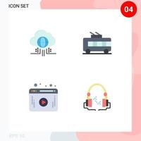4 universelle flache Symbole für Web- und mobile Anwendungen Internet-Web-Technologie Trolley-Kopfhörer editierbare Vektordesign-Elemente vektor