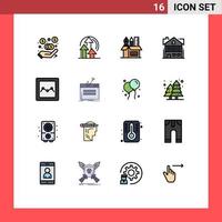satz von 16 modernen ui symbolen symbole zeichen für diagramm home stift gebäude haus editierbare kreative vektordesignelemente vektor