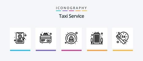 Taxi-Service-Line-5-Icon-Pack inklusive. Getränk. Autoversicherung. Flasche. Transport. kreatives Symboldesign vektor