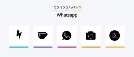 whatsapp glyf 5 ikon packa Inklusive grundläggande. kamera. chatt. ui. uppdatera. kreativ ikoner design vektor