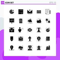 Aktienvektor-Icon-Pack mit 25 Zeilenzeichen und Symbolen für Papierbrief-Favoriten-Shopping-Barcode editierbare Vektordesign-Elemente vektor