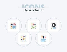 Berichte skizzieren flaches Icon-Pack 5-Icon-Design. Kennzeichen. prüfen. Papier. Prüfbericht. dokumentieren vektor
