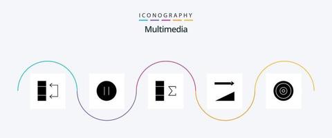 Multimedia Glyph 5 Icon Pack inklusive . Ziel. Daten. Multimedia. Sortierung vektor