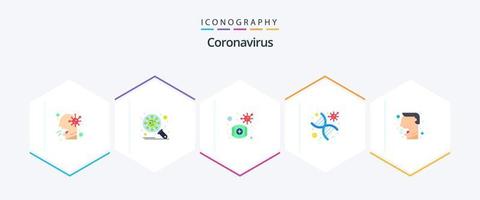 Coronavirus 25 Flat Icon Pack inklusive Husten. genomisch. Virus. Genetik. Sicherheit vektor