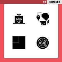uppsättning av 4 modern ui ikoner symboler tecken för diamant skala Betygsätta huvud tråd redigerbar vektor design element