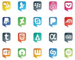 20 social media Tal bubbla stil logotyp tycka om powerpoint tripadvisor chatt app netto html vektor