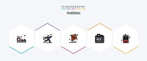 Hobbys 25 Filledline Icon Pack inklusive Hobby. Rauch. Drachen. Hobby. Bild vektor