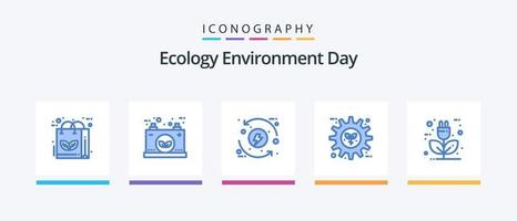 Ecology Blue 5 Icon Pack inklusive Ausrüstung. Öko. Energie. Energie. Entwicklung. kreatives Symboldesign vektor