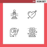 4 användare gränssnitt linje packa av modern tecken och symboler av schack valentine kung pil undervisning redigerbar vektor design element