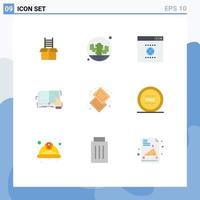 uppsättning av 9 modern ui ikoner symboler tecken för godis litteratur kaktusar studie bok redigerbar vektor design element