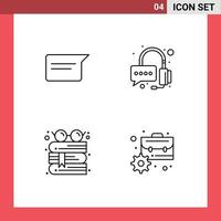 4 linje begrepp för webbplatser mobil och appar chatt glasögon ui Stöd portfölj redigerbar vektor design element