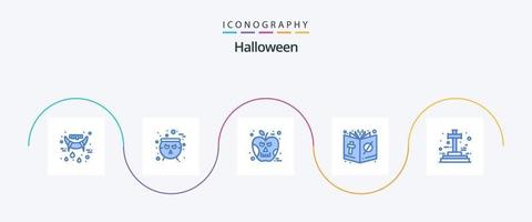 Halloween Blue 5 Icon Pack inklusive Kreuz. Halloween. Apfel. Christus. Bibel vektor