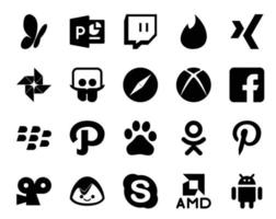 20 Social-Media-Icon-Packs einschließlich Basecamp-Pinterest-Browser Odnoklassniki-Pfad vektor