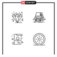 Stock Vector Icon Pack mit 4 Zeilenzeichen und Symbolen für Black Drive Premium Game Diplom editierbare Vektordesign-Elemente