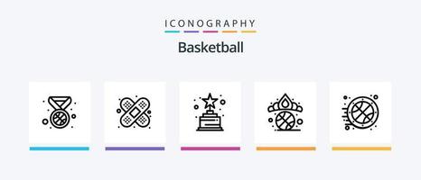 basketboll linje 5 ikon packa Inklusive . id. taktik. väg. kreativ ikoner design vektor