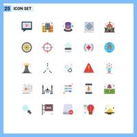 25 användare gränssnitt platt Färg packa av modern tecken och symboler av cirkel utbildning hatt byggnad matris redigerbar vektor design element