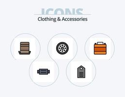 Kleidung und Accessoires Linie gefüllt Icon Pack 5 Icon Design. Zubehör. oben. Kleider. Hut. T-Shirt vektor