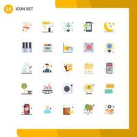 25 universelle flache Farben für Web- und mobile Anwendungen eingestellt Mond-SMS-Programmierung mobile Glühbirne editierbare Vektordesign-Elemente vektor