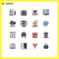 Lager Vektor Icon Pack mit 16 Zeilenzeichen und Symbolen für die Programmierung entwickeln Bild Computer Herz editierbare kreative Vektor-Design-Elemente