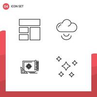 moderner satz von 4 gefüllten flachen farben piktogramm von collagendatei ziellayout wifi ziel editierbare vektordesignelemente vektor