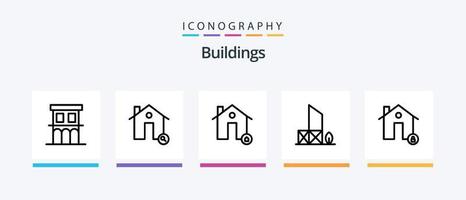 Buildings Line 5 Icon Pack inklusive Dessert. alt. Karte. Residenz. Haus. kreatives Symboldesign vektor