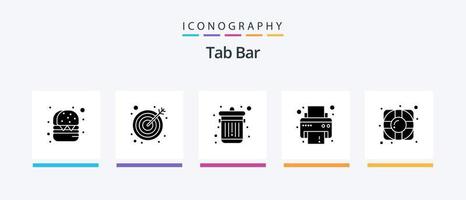 Tab-Leiste Glyphe 5 Icon Pack inklusive . Müll. Unterstützung. Hilfe. kreatives Symboldesign vektor