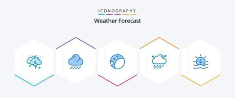 Wetter 25 blaues Icon-Paket inklusive . Wetter. Mond. Sonnenuntergang. Wind vektor