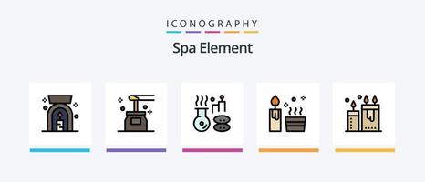 Spa Element Line gefüllt 5 Icon Pack inklusive Diät. Spa. abwischen. Lampe. Behandlung. kreatives Symboldesign vektor