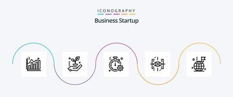 Business Startup Line 5 Icon Pack inklusive Advanced . Ausrüstung. Blatt . schnell . Uhr vektor