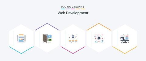 webb utveckling 25 platt ikon packa Inklusive miljö. utveckling. sida. miljö. utveckling vektor