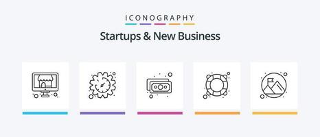 Startups und New Business Line 5 Icon Pack inklusive Grow. Währung. Inhalt. Kasse. Gebäude. kreatives Symboldesign vektor