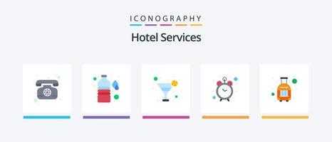 Hotelservices Flat 5 Icon Pack inklusive . reisen. Saft. Koffer. Tasche. kreatives Symboldesign vektor