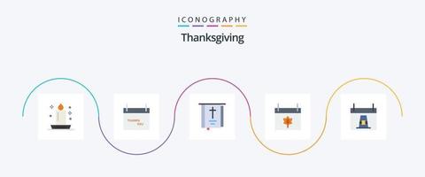 Thanksgiving Flat 5 Icon Pack inklusive Thanksgiving. Kalender. das Erntedankfest. Herbst. Religion vektor