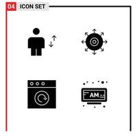 Gruppe von 4 modernen soliden Glyphen, die für Avatar-App Human Point Reload editierbare Vektordesign-Elemente gesetzt werden vektor