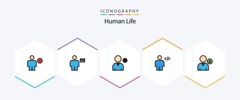 Symbolpaket mit 25 gefüllten Linien für Menschen, einschließlich Markup. Code. Mensch. Karosserie. Benutzer vektor