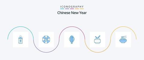kinesisk ny år blå 5 ikon packa Inklusive Kina. nudel. Kina. kinesiska. firande vektor