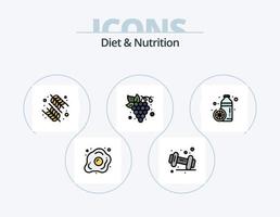 Diät- und Ernährungslinie gefüllt Icon Pack 5 Icon Design. fett. gesund. Orange. Lebensmittel. Fitnessstudio vektor