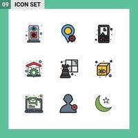 9 kreativ ikoner modern tecken och symboler av spel rycka spel verktyg hushåll redigerbar vektor design element
