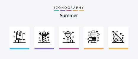 Summer Line 5 Icon Pack inklusive Eis. Getränk. Thermometer. Süss. Eis. kreatives Symboldesign vektor