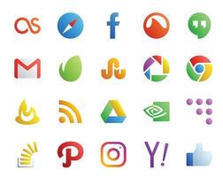 20 social media ikon packa Inklusive kodvägg Google kör post rss krom vektor