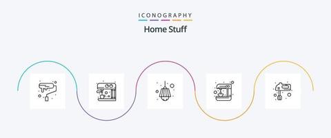 Home Stuff Line 5 Icon Pack inklusive Küche. elektrisch. Stand. Küche vektor