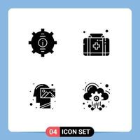 Stock Vector Icon Pack mit 4 Zeilenzeichen und Symbolen für das Contact Mind Service Kit, das editierbare Vektordesign-Elemente denkt