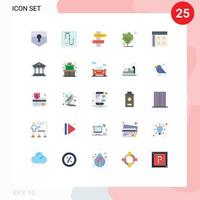 25 universelle flache Farben für Web- und mobile Anwendungen, Kommunikation, Erwärmungsindexbaum, global bearbeitbare Vektordesignelemente vektor