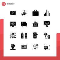 Mobile Schnittstelle solider Glyphensatz von 16 Piktogrammen von Grafikdesigner-Taschen-Computergrafik-editierbaren Vektordesign-Elementen vektor