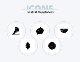 obst und gemüse glyph icon pack 5 icon design. . Zitrone. Lebensmittel. Gemüse. Lebensmittel vektor