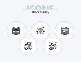 Black Friday Line Icon Pack 5 Icon Design. Rabatt. im Trend. schwarzer Freitag. Verkauf. Rabatt vektor