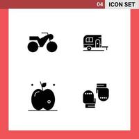 universell ikon symboler grupp av modern fast glyfer av motorcykel boxning camping äpple handskar redigerbar vektor design element